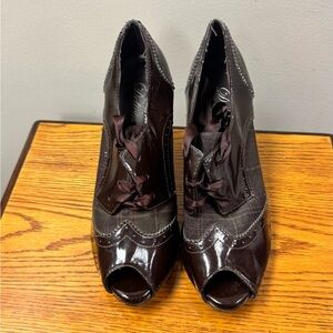 Delicious Dark Brown Peep-Toe Heels